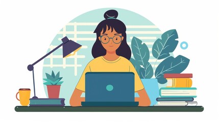 Modern Teacher Conducting Virtual Classroom with Laptop - E-Learning Concept