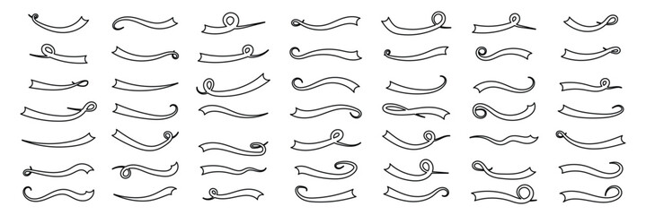 Set of Swoosh vector. Hand drawn swoosh elements, and swoop underline typography tails shape in flat styles. Set of ribbons. Design concept element collection in eps 10.