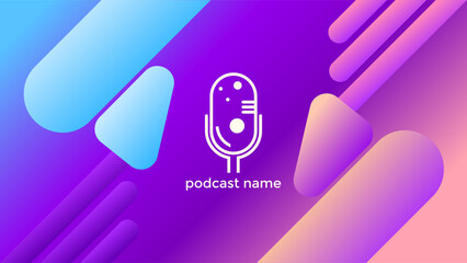 PODCAST GRADIENT PINK PURPLE BACKGROUND COLORFUL WITH GEOMETRIC SHAPES COLOR SIMPLE TEMPLATE DESIGN VECTOR. GOOD FOR COVER DESIGN, BANNER, WEB,SOCIAL MEDIA