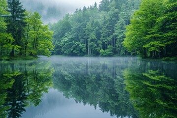 Fototapeta premium Serene Forest Lake Reflection