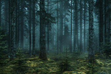 Obraz premium Misty forest scene