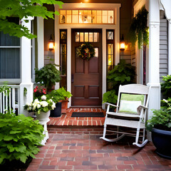 Beautiful front porch with rocking chair
AI Generated