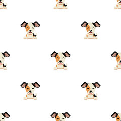 Vector cartoon character cute dog seamless pattern background for design.