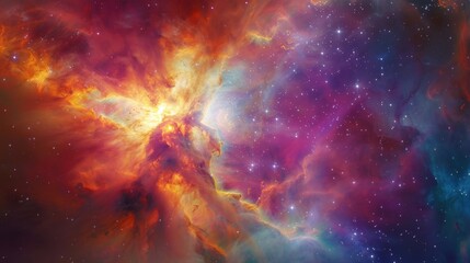 Fototapeta premium Celestial Symphony: Vibrant Star-Forming Nebula Far in Space