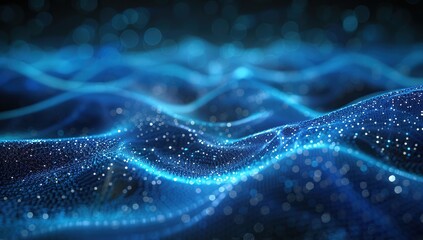 Abstract Blue and White Glowing Particles