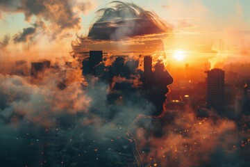 Double Exposure Cityscape Portrait