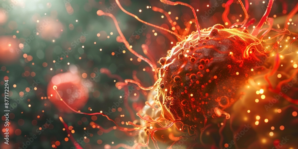Aufkleber abstract representation of a virus particle. generative ai