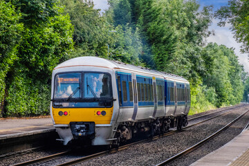 Naklejka premium British Network Rail commuter suburban rural rail station England UK