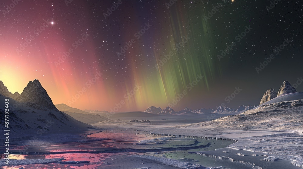 Canvas Prints enchanting auroras on exotic alien worlds - a captivating extraterrestrial display