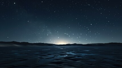 Tranquil Night Sky Over Desert Landscape with Clear Visibility