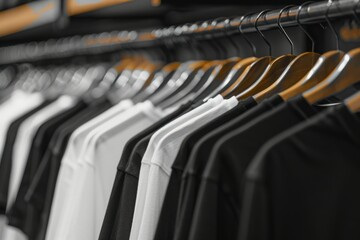 Fototapeta premium Clothing Rack with Black and White Shirts