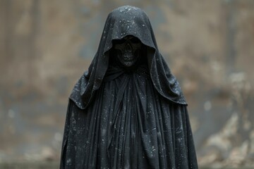 Naklejka premium Hooded Figure in Dark Robe