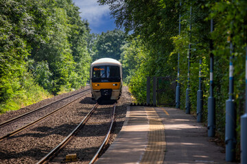 Obraz premium British Network Rail commuter suburban rural rail station England UK