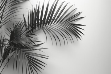 Fototapeta premium Monochrome Tropical Palm Leaves Isolated on White Background