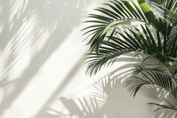 Tropical Palm Shadows on White Wall