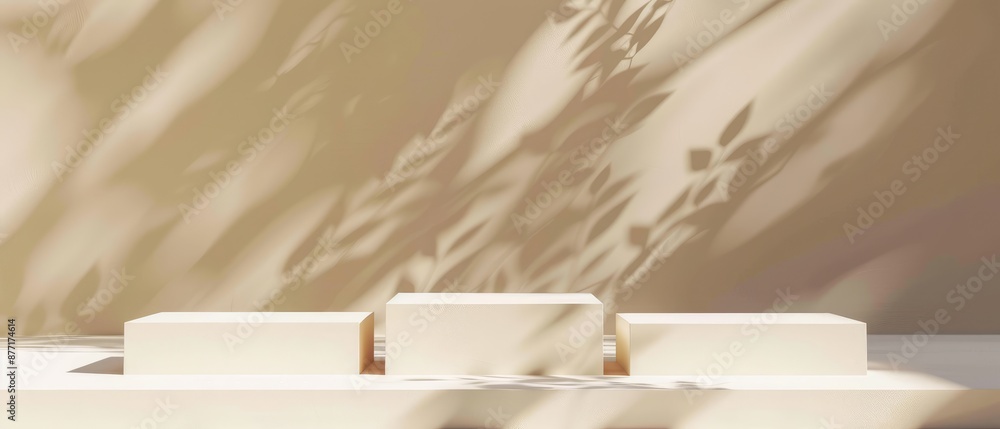 Poster cosmetic product and packaging mockups display presentation template featuring an empty stage with t