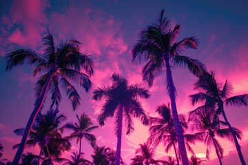 Tropical Palm Trees at Sunset