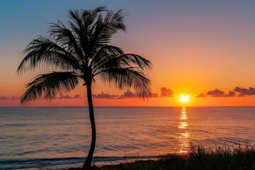 Fototapeta premium Tropical Sunset Beach Scene