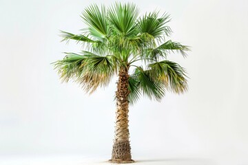 Obraz premium Single tropical palm tree isolated on white background
