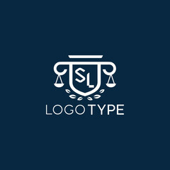 Law logo with letters S and L in vector.