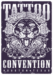 Tattoo convention vintage sticker monochrome