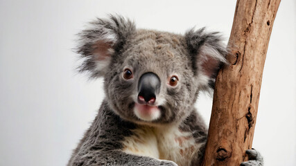 Naklejka premium Cute little koala hugging the tree 