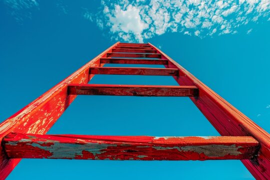 Red Ladder Reaching Skyward