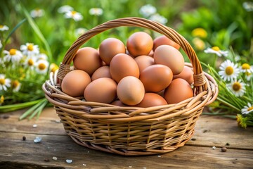 The basket of fresh eggs