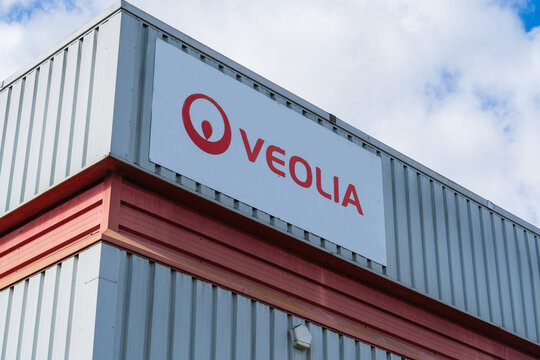 Telford, UK - July 8th 2024: External signage of UK Waste Management company, Veolia
