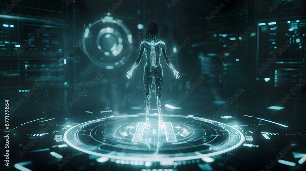 Aufkleber sleek futuristic 3d hologram of a dynamic virtual assistant for smart digital interface