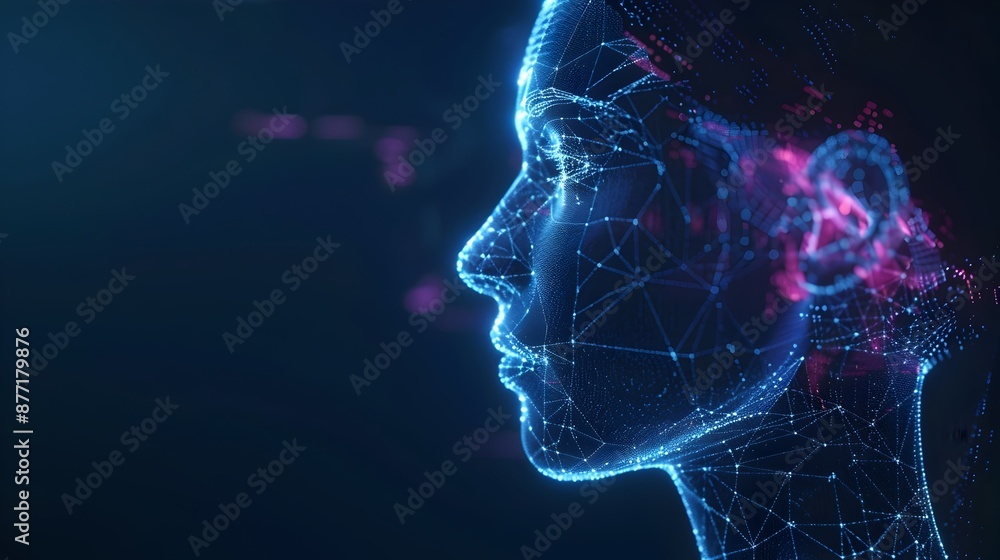 Poster sleek futuristic 3d hologram of dynamic virtual assistant with technology