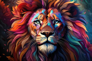 Naklejka premium An illustration of lion head vector, generative IA