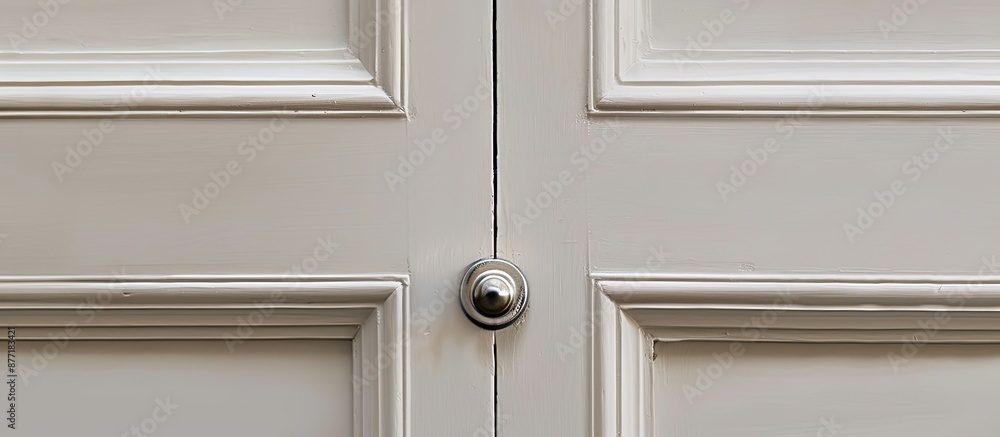Poster Horizontal white door with a metallic knob featuring a spacious area for additional image content