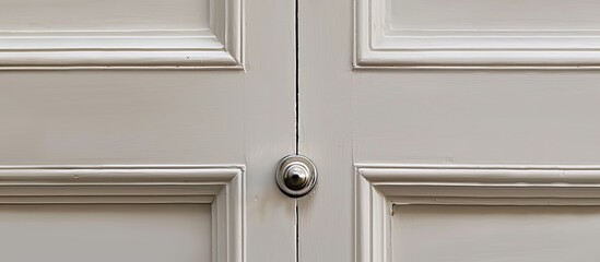 Horizontal white door with a metallic knob featuring a spacious area for additional image content