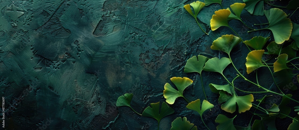 Leinwandbilder backdrop featuring ginkgo tree leaves in a copy space image