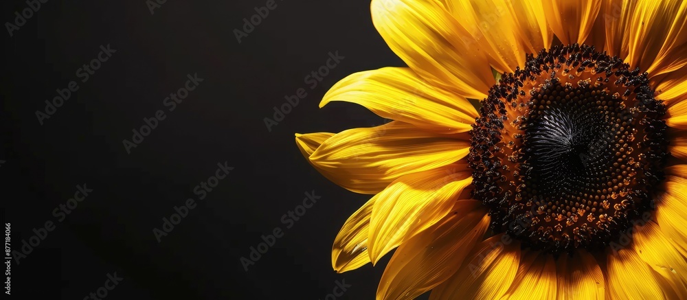 Poster An image showcasing a sunflower up close set against a black background with space for additional content