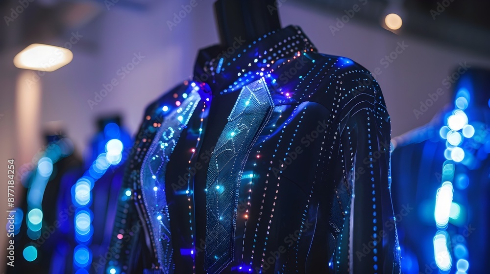 Poster quantum computing revolutionizing digital fashion design with fabric simulations and high-tech