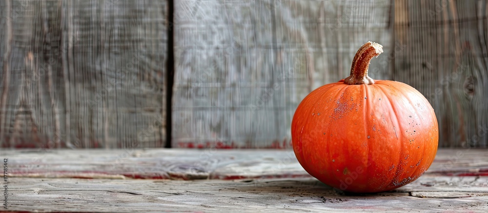 Aufkleber pumpkin displayed on a rustic wooden surface with ample copy space image
