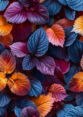 Vibrant Colorful Autumn Leaves Pattern in a Dynamic Fall Foliage Composition