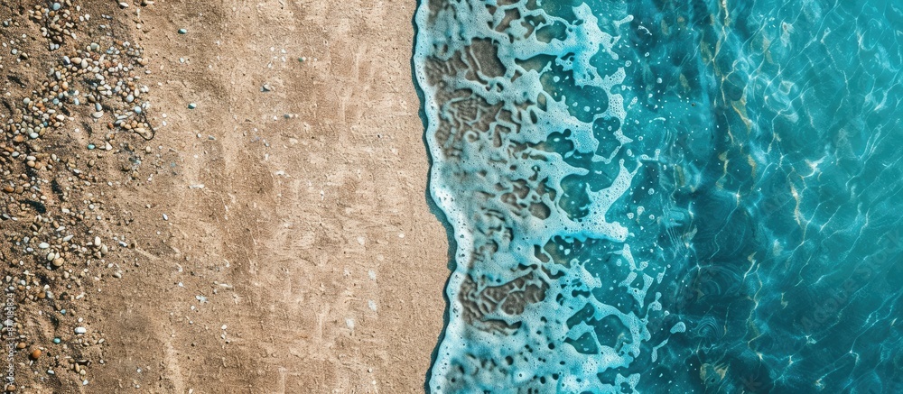 Aufkleber Top view of a sandy beach creating a textured backdrop suitable for incorporating a copy space image