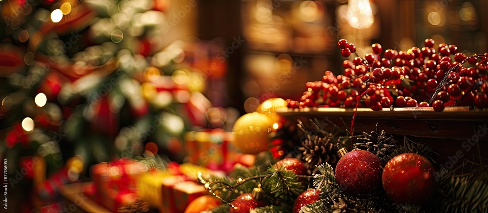 Leinwandbilder a festive display with christmas boxes in the background adds charm to the copy space image