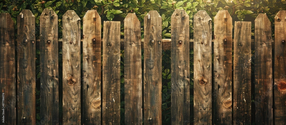 Leinwandbilder Top view of a vintage countryside fence with a rustic texture background ideal for a copy space image