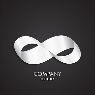 infinity shiny silver mobius strip 3d modern logo design