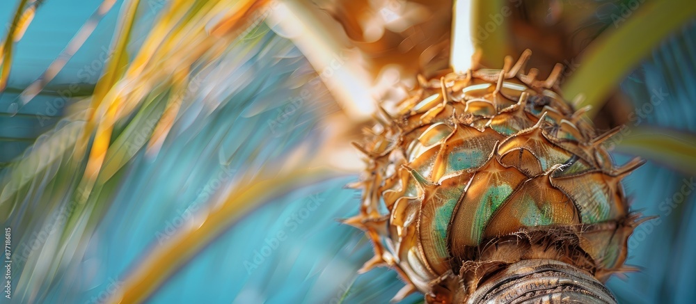 Poster Detailed image focusing on the core of a palm tree capturing a close up view with a copy space image