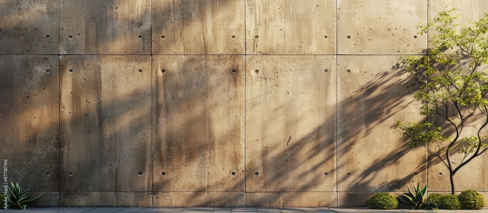 Poster horizontal concrete texture design on a brown concrete wall as a backdrop with copy space image