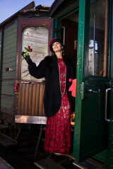 Flapper dress lady with rose