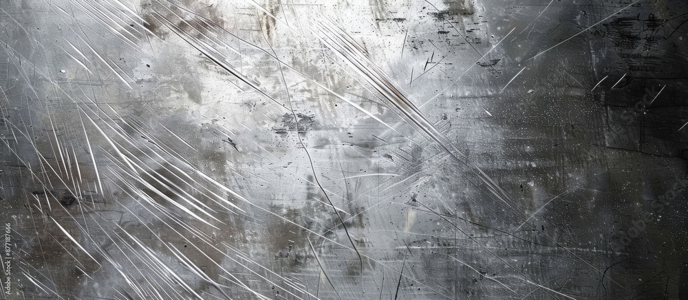 Poster Textured gray metal background with scratch marks and a brushed iron pattern providing a stylish steel design element with space for graphics. with copy space image. Place for adding text or design