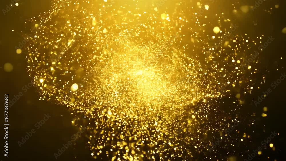 Poster abstract background with gold glitter and sequins that create a beautiful swirl effect. great for sp