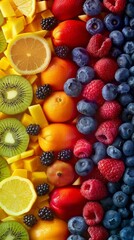 Obraz premium Flat Lay Photo of Fruits Arranged in Vibrant Colors