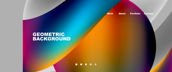 Web page design with geometric elements - circle and wave. Techno art concept. Vector Illustration For Wallpaper, Banner, Background, Card, Book Illustration, landing page